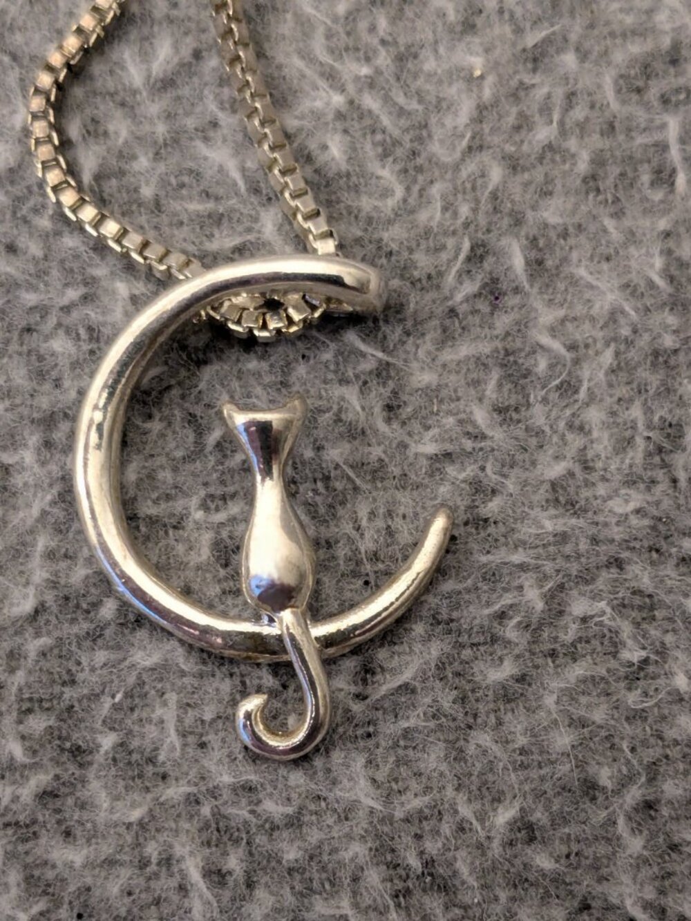 New!  Cat on the Moon Necklace Pendant